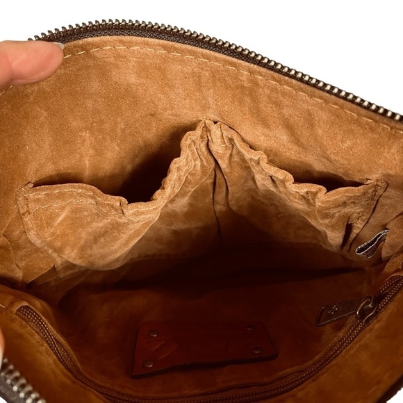 Patricia Nash Dark Brown Tooled 100% Leather Cassini Wristlet - Paisley Design - Picture 9 of 13